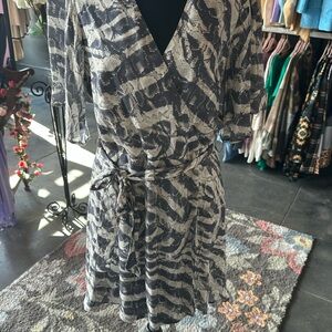 Lavender Brown Abstract Midi Dress